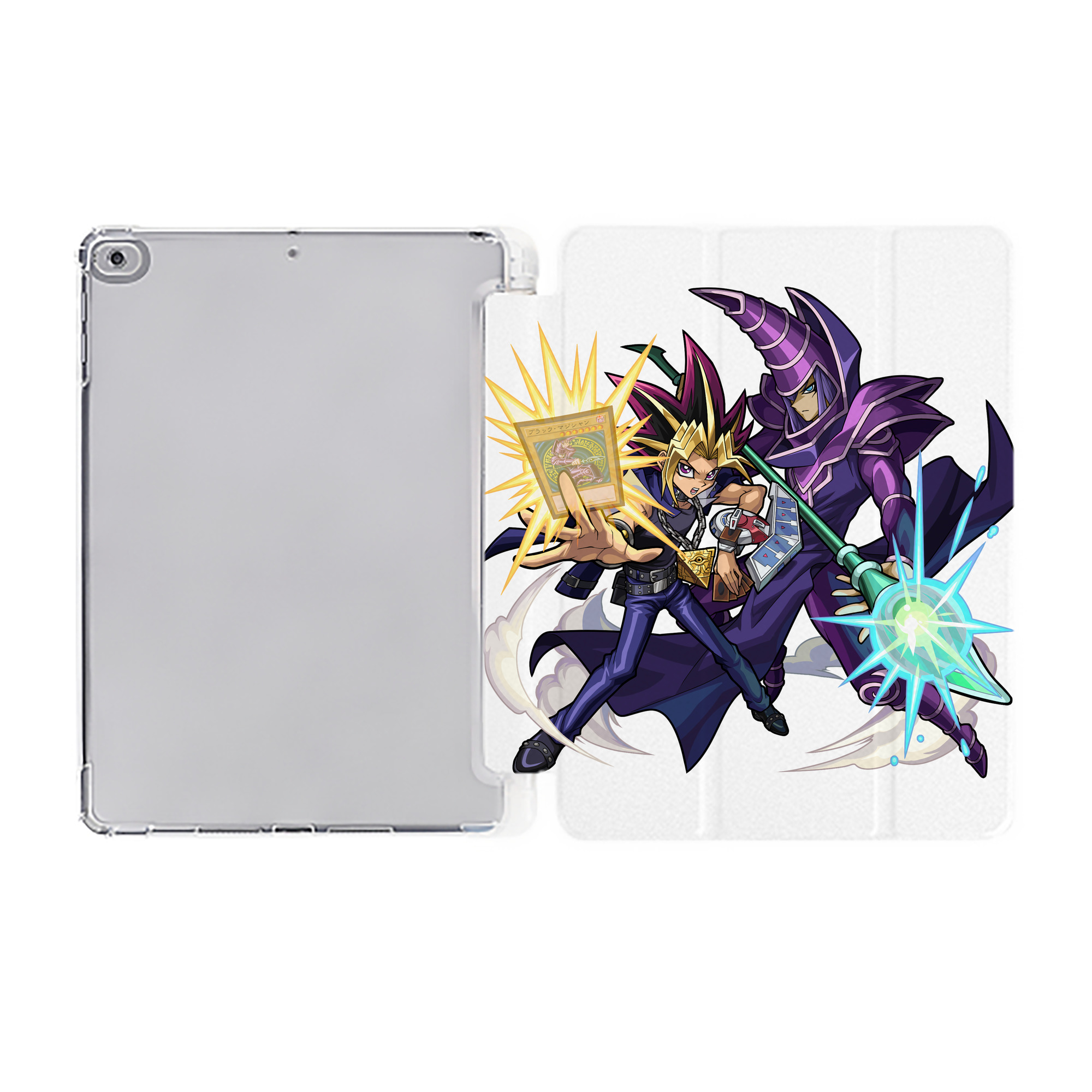 （画像用） 遊☆戯☆王 Yu-Gi-Oh! IPad ケース ペン収納付き 三つ折りスタンド PUレザー×シリコン 対応機種9.5/10.5/10.9インチ